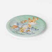 水の色かわいいサファリジャングル動物ベビーシャワー ペーパープレート (アングル)