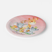 水の色かわいいサファリジャングル動物ベビーシャワー ペーパープレート (アングル)