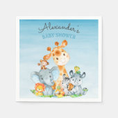 水の色かわいいサファリジャングル赤ちゃんシャワー スタンダードカクテルナプキン (正面)