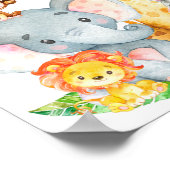 水の色かわいいサファリジャングル赤ちゃんシャワー ポスター (角)