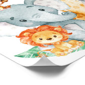 水の色かわいいサファリジャングル赤ちゃんシャワー ポスター (角)