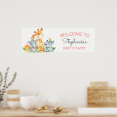 水の色かわいいサファリジャングル赤ちゃんシャワー ポスター (キッチン)