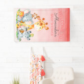 水の色かわいいサファリジャングル赤ちゃんシャワー 横断幕 (インサイチュ)