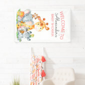 水の色かわいいサファリジャングル赤ちゃんシャワー 横断幕 (インサイチュ)