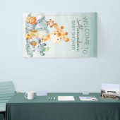 水の色かわいいサファリジャングル赤ちゃんシャワー 横断幕 (トレードショー)