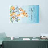 水の色かわいいサファリジャングル赤ちゃんシャワー 横断幕 (トレードショー)