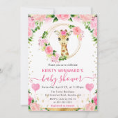 水の色かわいいジャングルキリン赤ちゃんシャワー 招待状 (正面)