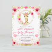 水の色かわいいジャングルキリン赤ちゃんシャワー 招待状 (スタンド正面)