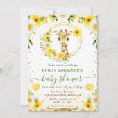 水の色かわいいジャングルキリン赤ちゃんシャワー 招待状 (正面)