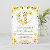 水の色かわいいジャングルキリン赤ちゃんシャワー 招待状 (スタンド正面)