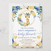 水の色かわいいジャングルキリン赤ちゃんシャワー 招待状 (正面)