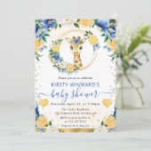 水の色かわいいジャングルキリン赤ちゃんシャワー 招待状 (スタンド正面)