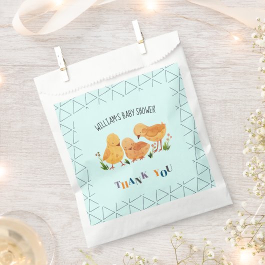 水の色かわいいチキンボーイ赤ちゃんシャワーありがとう フェイバーバッグ (クリップ留めされた状態)