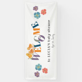 水の色かわいい小さなチキンベビーシャワーへようこそ 横断幕 (縦)