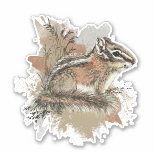 水の色かわいい小さなチムンク動物野生動物 シール (正面)