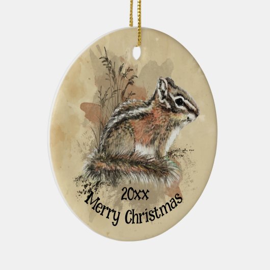 水の色かわいい小さなチムンク動物野生動物 セラミックオーナメント (右)