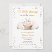 水の色かわいい小さなバニーイースターベイビーシャワー 招待状 (正面)