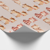 水の色かわいい小さな漫画の馬 ラッピングペーパー (角)