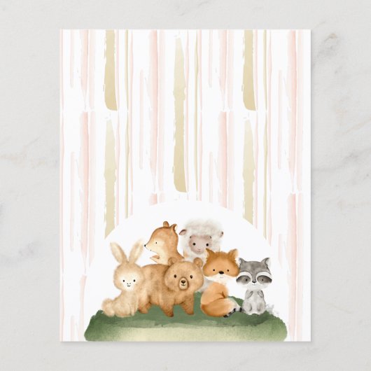 水の色かわいい森林動物の赤ちゃんシャワー予算 チラシ (裏面)