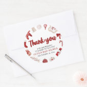 水の色かわいい赤いクリスマス冬の赤ちゃんシャワー ラウンドシール (封筒)