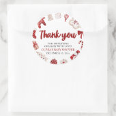 水の色かわいい赤いクリスマス冬の赤ちゃんシャワー ラウンドシール (バッグ)