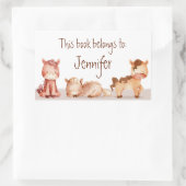 水の色かわいい馬の漫画アート 長方形シール (バッグ)