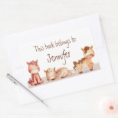 水の色かわいい馬の漫画アート 長方形シール (封筒)