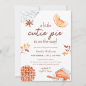 水の色かわいこちゃんパイは途中の赤ちゃんシャワー 招待状 (正面)