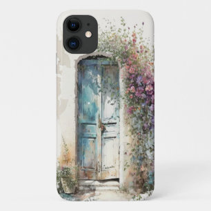 水の色かわいらしのドア野生の花の贈り物 iPhone 11 ケース