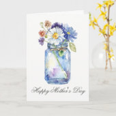 水の色かわいらしのフローラの瓶マザーズのデイカード カード (黄色い花)