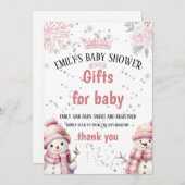 水の色かわいらしクリスマスの花ベビーシャワー シーズンカード (正面/裏面)