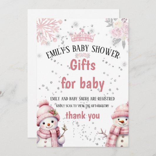 水の色かわいらしクリスマスの花ベビーシャワー シーズンカード (正面/裏面)