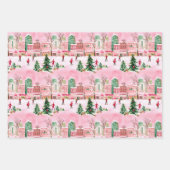 水の色かわいらしクリスマススケートで滑る都市のシーン ラッピングペーパーシート (正面)