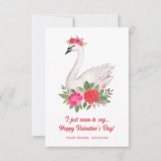 水の色かわいらしスワンプンクラスルームのバレンタイン ノートカード (正面)