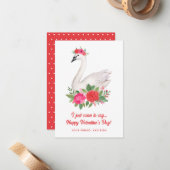 水の色かわいらしスワンプンクラスルームのバレンタイン ノートカード (正面/裏面インサイチュ)