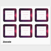 水の色かわいらしハートバレンタイン蔵書票 スクエアシール (シート)