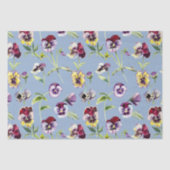 水の色かわいらしパンジー模様Cerulean Blue 薄葉紙 (正面)