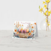 水の色かわいらしフローライースターエッグホリデーカード カード (黄色い花)