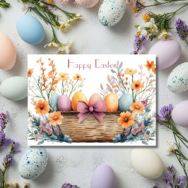 水の色かわいらしフローライースターエッグホリデーカード カード