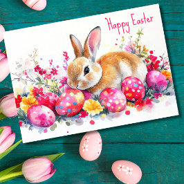 水の色かわいらしフローライースターエッグホリデーカード カード