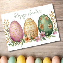 水の色かわいらしフローライースターエッグホリデーカード