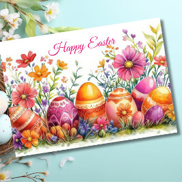 水の色かわいらしフローライースターエッグホリデーカード カード