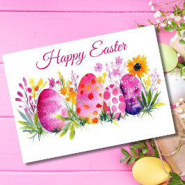 水の色かわいらしフローライースターエッグホリデーカード カード