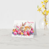 水の色かわいらしフローライースターエッグホリデーカード カード (黄色い花)