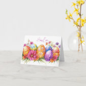 水の色かわいらしフローライースターエッグホリデーカード カード (黄色い花)