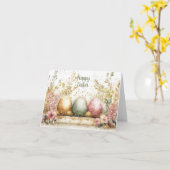 水の色かわいらしフローライースターエッグホリデーカード カード (黄色い花)