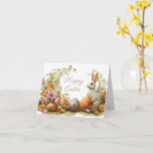 水の色かわいらしフローライースターエッグホリデーカード カード (黄色い花)