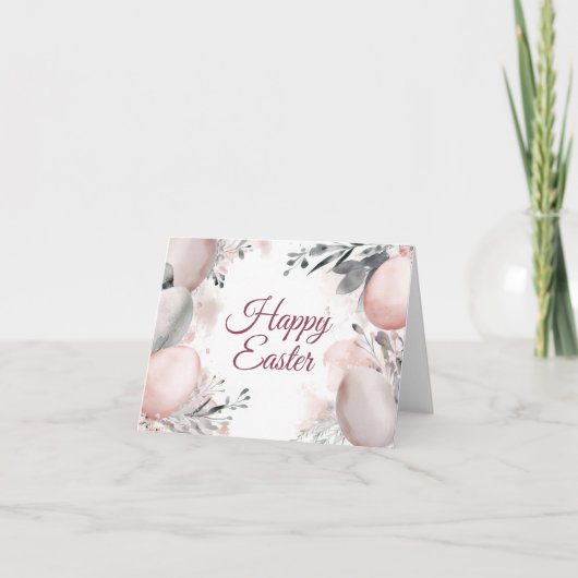 水の色かわいらしフローライースターバニーホリデーカード カード (正面)