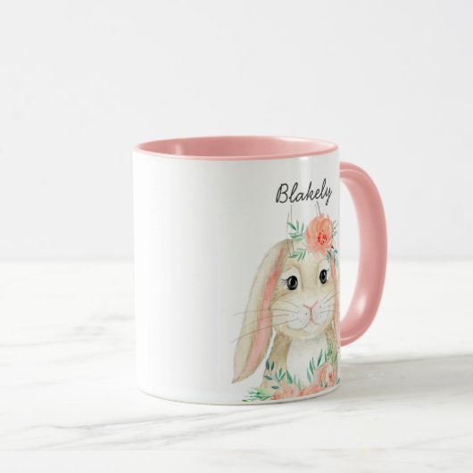 水の色かわいらしフローライースターバニー名 マグカップ (正面右)