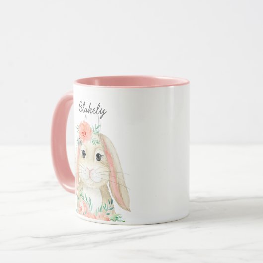 水の色かわいらしフローライースターバニー名 マグカップ (正面左)